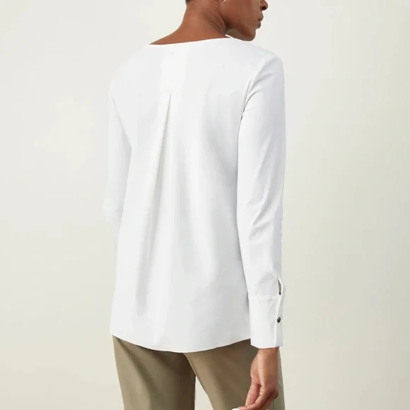 ADAY Something Tailored Small Classic White V-Neck top  Capsule Wardrobe - Picture 14 of 16